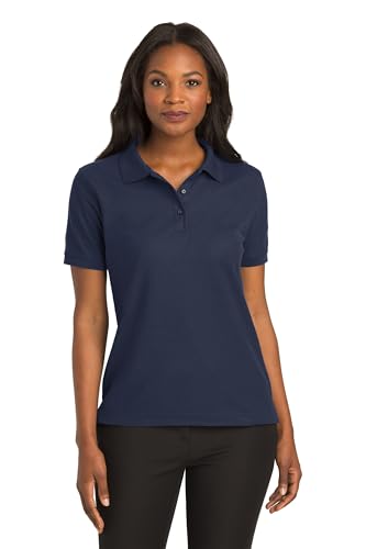 Port Authority Ladies Silk Touch Polo, Navy, Medium