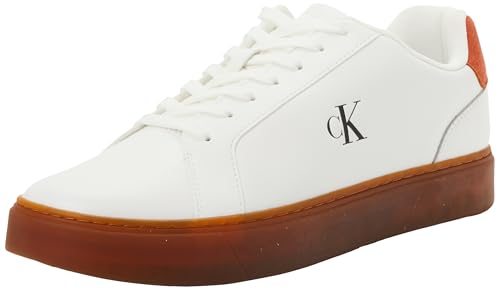 Calvin Klein Classic Cupsole Laceup LTH Ym0ym01435, Bajo Top Hombre, Goma Blanca Brillante para Alfareros, 43 EU