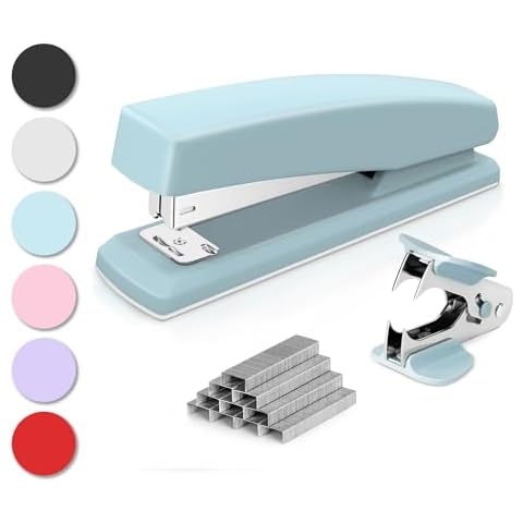 Deli Stapler, Desktop Stapler, Office Stapler, 25 Sheet Capacity, Includes 1000 Staples and Staple Remover, Blue Cover