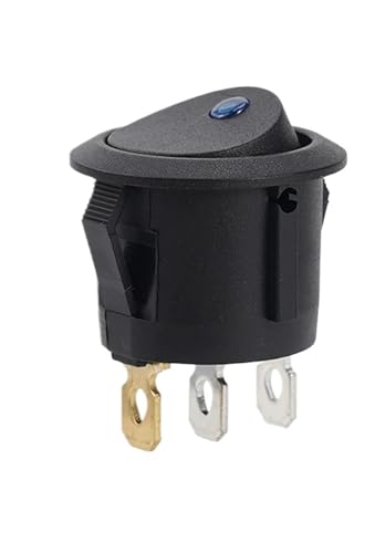 Interrupteur 12V oeil de chat bleu anti faux contact avec broches argent lot de 5 pièces