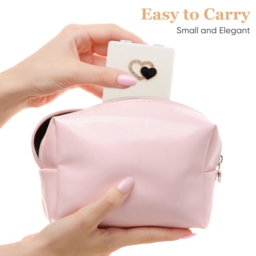 Miroir de maquillage portable chic en cuir PU finitions soignées DOITOOL - 8