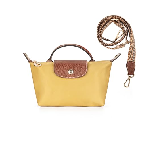 DOMAT Crossbody Bag for Women, Chic Lightweight Purse with Leather Top-handle, Compact Clutch Bag, Shoulder Handbag (Yellow)