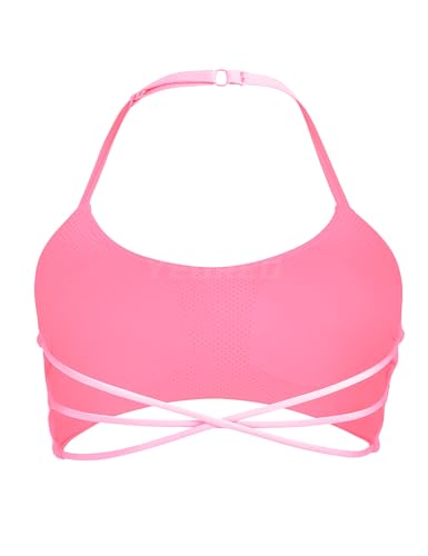 Image of YEOREO Women's Sports Bra Halter Workout Sports Bra Strappy Criss Cross Back Bra Removable Padded Yoga Crop Top