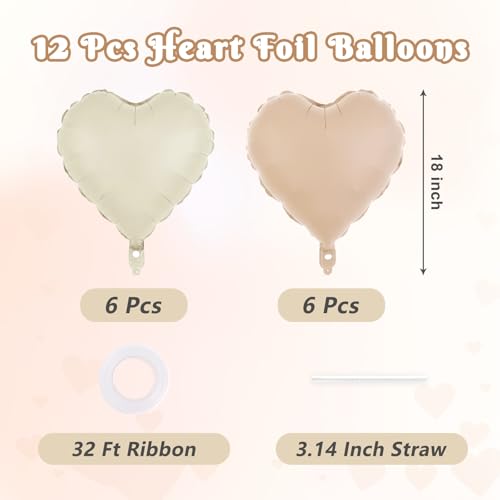 Image of 12 Pcs Colorful Heart Balloons,18 Inch Heart Foil Balloons Love Balloon Valentine Balloon for Birthday Party Wedding Engagement Party Baby Shower Valentine Day Decorations