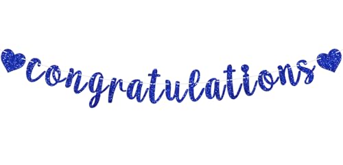 NARLOPI Congratulations Banner, Congrats Grad/You Did it Bunting Sign, 2025 Graduation/Birthday/Wedding/Baby Shower/Baptism Party Decorations Supplies, Blue Glitter