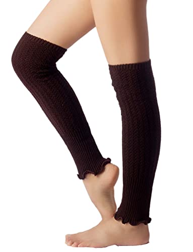 Ib-Ip Women's Leg Warmers Ballet Dancers Aerobics Cute Warm Costume Solid Color, Size: One Size, Brown #TOP1