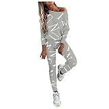 Aukbays Jogginganzug Damen Sportanzug für Damen Herbst und Winter Sportbekleidung Traingsanzug 2 Set Fitness Pullover Tops Jogginghose Streetwear Outfit Freizeitanzug