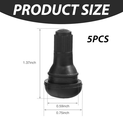 Image of ijuicy 5 PCS Car TR412 Tire Valve Stems, Pure Copper Bbody Anti-Rust Tubeless Valve Stems, Rubber Snap-in Tire Valve, Universal for Tubeless 0.45 Inches Rim Holes on Standard Vehicle Tires (Black)