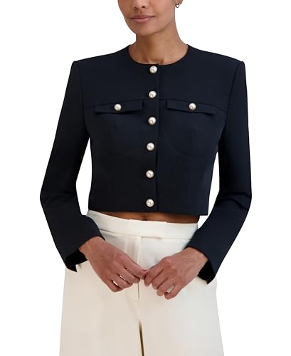 BCBGMAXAZRIA Women's Round Neck Relaxed Style Corset Jacket