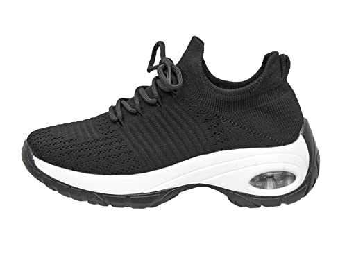 CUSHIONAIRE Women's Blaze Stretch Knit Slip on lace Sneaker +Memory Foam & LiteSole Technology4