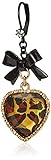 Betsey Johnson Crystal Leopard Heart & Black Bow Drop Earrings
