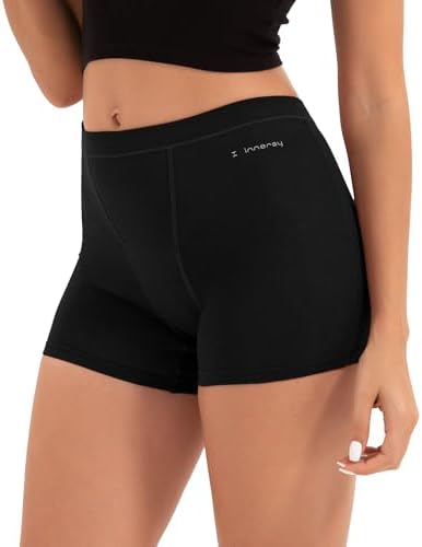 INNERSY Women's Heavy Flow Period Boyshorts Underwear(XL,Black)