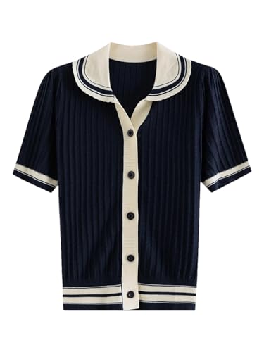 Contrast Knitted Cardigan Women Knitwear Casual Loose Top3