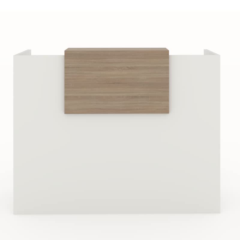 MOSTRADOR de Recepción y Oficina. Fácil Montaje. con Cierres Laterales y embellecedor Ajustable Color Olmo. Fabricado EN ESPAÑA. Envio a Toda la Península. (140x105x50 cm)