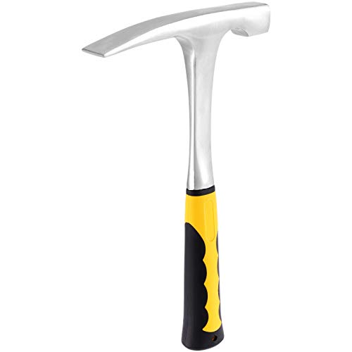 KOHAND 32 oz 12 Inch Rock Pick Hammer, Brick Hammer, Geological Rock with Flat Tip and TPR Rubber Grip