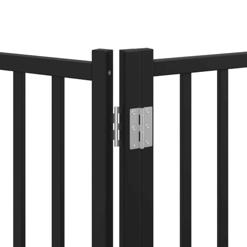 sephironlbb 8-teiliges Hundetor aus Pappelholz faltbar mit Tür 640 cm Länge schwarz freistehend mit Stützbeinen für Sicherheit und Schutz im Haus, Garten, Terrasse, drinnen und draußen-8