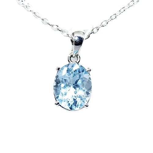 Topacio azul colgante diario de plata 925 accesorio elegante para oficina y eventos de noche