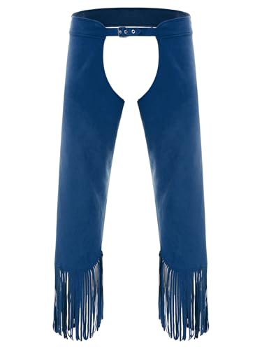 Mens Western Cowboy Chaps Pants Cutout Vintage Tassel Fringe Chaps Pants Motorcycle Trousers