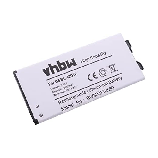 vhbw Li-Ion batteri 2500 mAh (3,85 V) för mobiltelefon smartphone telefon LG Optimus G5, G5 H831, G5 H8731, G5 Lite som BL-42D1F, EAC63238801, EAC63238901.