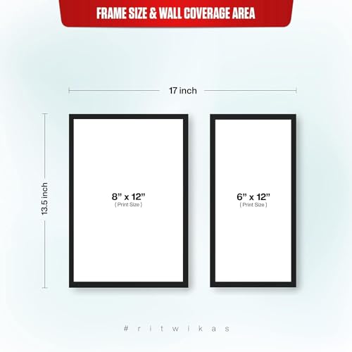Image of Ritwika's Synthetic Wooden Customized Set of 2 Premium Personalized Wall Mount Collage Rectangular Frames with Your Photo in Sizes 8x12 & 6x12 Inches, Gift for Anniversary, Birthday, Wedding, Black