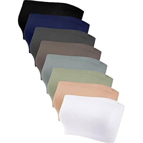 Bencailor 8 Pack Strapless Bandeau Tops Cover