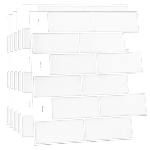 WALPLUS 3D Tile Stickers Peel and Stick Backsplash Splashback Decals Tile Transfer for Kitchen Bathroom Living Room Stick on Tile London Minimalist Brilliant All-White 6 Sheets 30.5cm(12) White