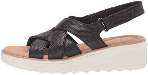 Clarks Jillian Spring Wedge Sandal, Black Leather, 8 Medium | Image 7