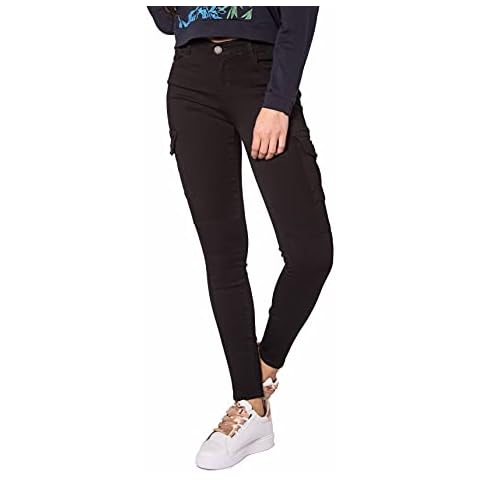 Nina Carter Women's S353 Cargo Trousers Skinny Fit Jeans Cargo Jeans Stretch Jeans Cargo Jeans Used Look - Black - M Cover