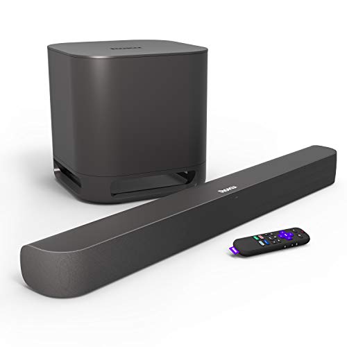 Roku Smart Soundbar, 4K/HD/HDR Streaming Media Player & Exceptional Audio, Includes Roku Voice Remote + Roku Wireless Subwoofer