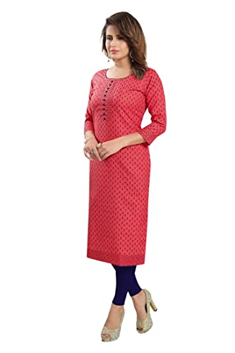 Image of DARIKA Colour Kalamkari Print Kurti for Women in Pine Cotton Plus Size & Small Size.