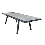  Briconess.com Tavolo allungabile da Esterno Giardino in Alluminio con Piano in gres Effetto Legno 205/265 cm Lincoln - Black