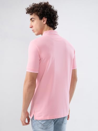 Image of Park Avenue Men Slim Fit Solid Pattern Cotton Polyester Blend Half Sleeve Polo Neck Casual T-Shirt