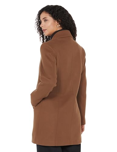 Image of Qube By Fort Collins Women's Semi-Long Tweed Coat with Knitted Finish - Elegant Winter Outerwear for Casual and Formal Looks