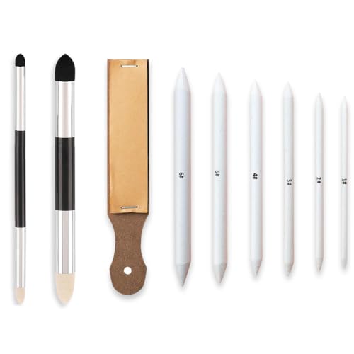 JYNXOR 9 pcs Estompeur Dessin Ensemble de Teinture de Peinture,Dessin Stylos Mélangeurs, Double Extrémité Estompes Dessin, Estompe en Papier Dessin Materiel pour...