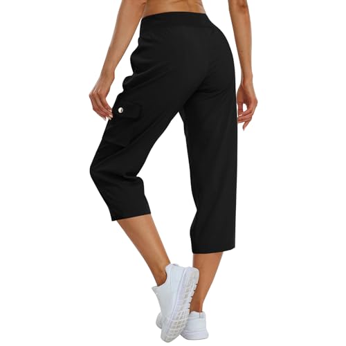 Cargo Capris for Women Summer Casual Elastic Waist Hiking Pants Travel Baggy Drawstring Capri Gaucho Pants with Pockets Cute Tall Sweat Carpenter Bermuda Y2k Streetwear Tactical Comfy Sweatpants2
