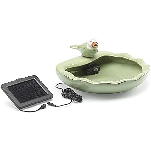 Smart Solar Light Green Ceramic Bird Style Solar Fountain with Included Solar Panel 21393R01 Cover