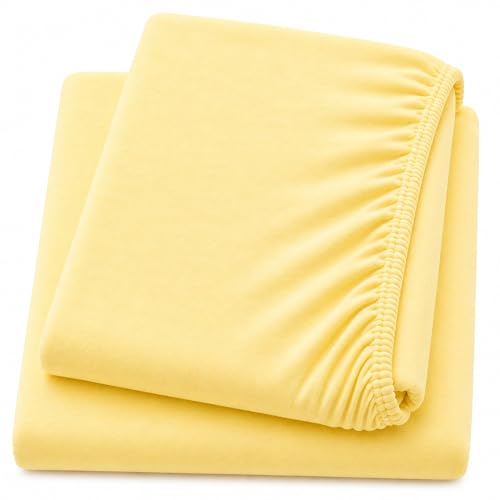 Drap-housse 100% coton motif citron 70x140 cm pour lit bébé premium