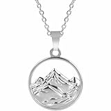 Jude Jewelers Stainless Steel Round Shaped Mountain Style Cocktail Party Biker School Holiday Pendant Necklace (Silver)