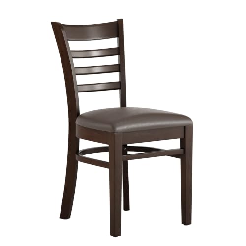 Image of Flash Furniture Hercules Ladder Back Wood Chair - Vinyl Seat, Walnut /Mocha