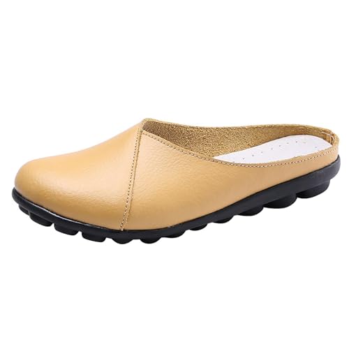 Zapatos de mujer con punta redonda cerrada, zapatos planos de piel, zapatillas de verano, ligeras, zapatillas de senderismo, zapatos de trekking, cómodos, tacón plano, zapatos de vestir, zapatos de