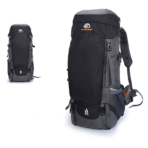 MYMM Hiking Backpack 65L Lightweight Waterproof Durable Outdoor Sports Backpack Mountaineering Camping Fishing with Rain Cover (black)