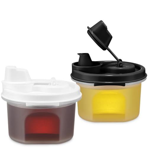 SIGNORA WARE Olive Oil and Vinegar Dispenser Set – 6.5oz Small No-drip, Airtight, Leakproof Dispenser Set for Camping, BBQ, Kitchen- Vinegar, Soy Sauce, Cooking Oil, Salad Dressing Bottles 2 pc. set