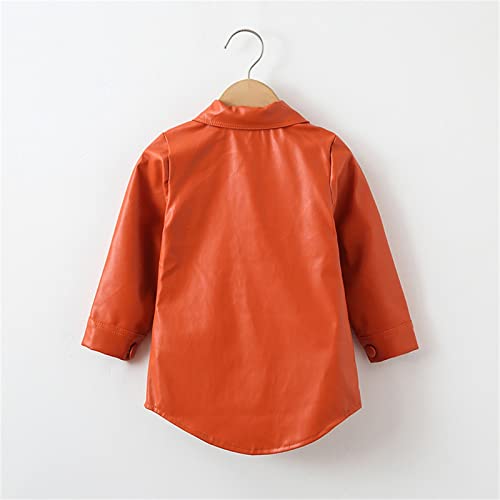 Toddler Baby Girls PU 𝗙aux Leather Jacket Fleece Windproof Lapel Button Coat Winter Warm Outwear with Pocket2