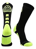 Volleyball Logo Crew Socks (Black/Electric Green, Medium)