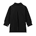 Girls Summer Cotton Linen Shirt Long Sleeve Button Down Top with Pocket, Loose Fit Beach Wear Solid (Black, 13-14 Years)