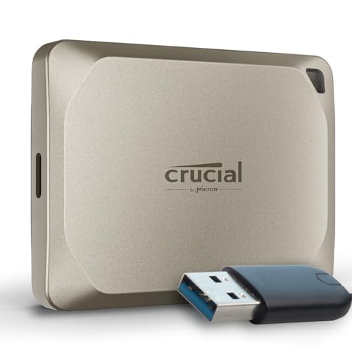 Crucial X9 Pro für Mac 2TB Externe SSD Festplatte mit USB-A Adapter, bis zu 1050MB/s Lesen/Schreiben, Mac Ready, Wasser- und Staubgeschützt (IP55), USB-C 3.2 Portable SSD - CT2000X9PROMACSSD9B02