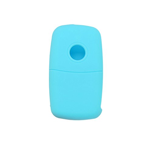 BROVACS Silicone Cover Protector Case Holder Skin Jacket Compatible with VOLKSWAGEN PASSAT SEAT SKODA 3 Button Flip Remote Key Fob CV9800 Light Blue - Image 3