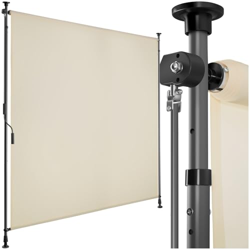 tectake® Store banne sans Perçage Vertical avec Manivelle, Multi-Fonction Store Vertical Enroulable Brise Soleil Brise Vue Jardin Balcon Opaque en Acier...