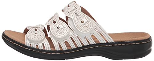 Clarks Women's Leisa Faye Flat Sandal, White Patent Synthetic, 7M #TOP6