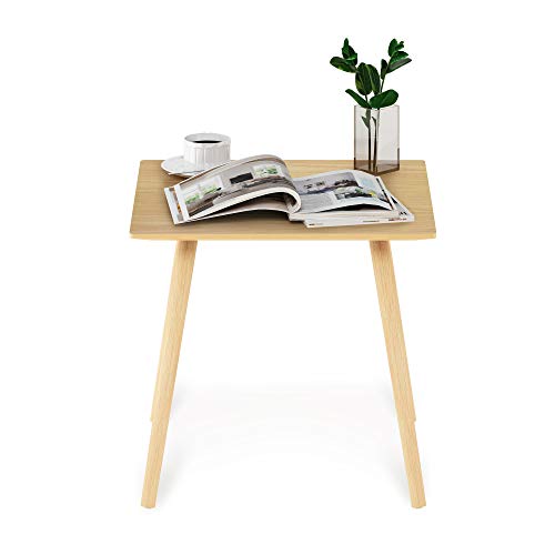 Image of Furinno Theo Side Tables, Sqaure Small End Table with 4 Sturdy Legs, for Living Room, Oak